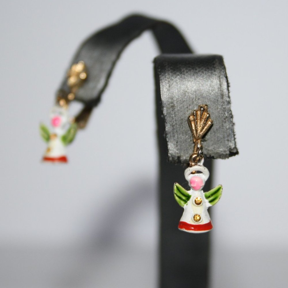 Vintage gold angel Christmas screw on earrings